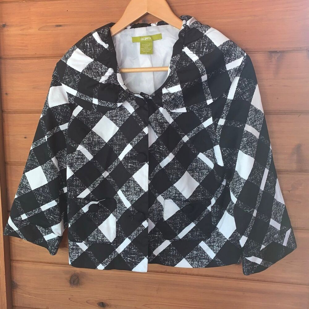 Acorn Black & White Cropped Blazer Small